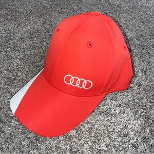 Audi Authentic Baseball Hat Cap Red Black White 4 Rings Logo Car Adjustable NWT